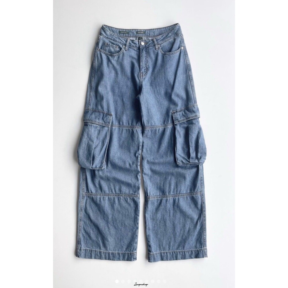 Wild Fable Mid-Rise Baggy Cargo Jeans Skater Blue ‎ SZ 6/R